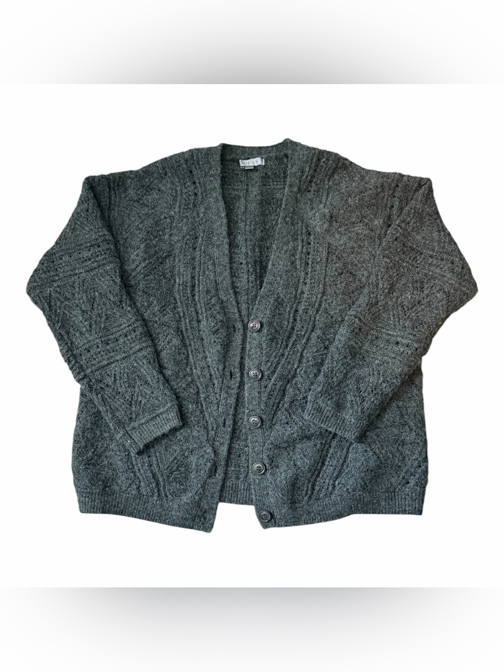 Brand New Guess Alpaca Wool Blend Pointelle Cardigan size Small